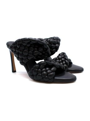 Bottega Veneta Black Padded Intrecciato BV Curve Mules