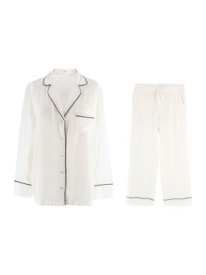 Equipment White Silk Contrast Trim Pyjamas