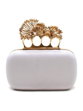 Alexander McQueen Faux Pearl and Crystal Embellished Skull Box Clutch
