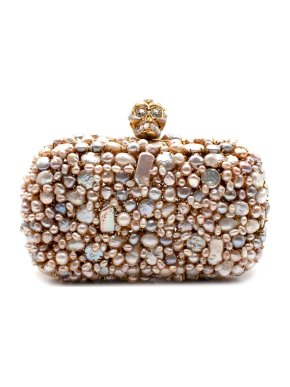 Alexander McQueen Baroque Pearl Encrusted Skull Box Clutch