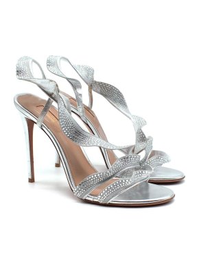 Aquazzura Crystal-Embellished Frilled Sandals
