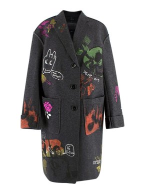 Anthracite Wool Blend Graffiti Coat