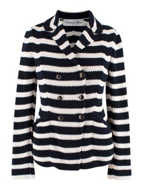 Dior Navy & White Cotton Knit Marinière Cardigan
