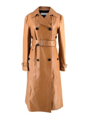 Dior Soft Camel Leather Belted Trench Coat