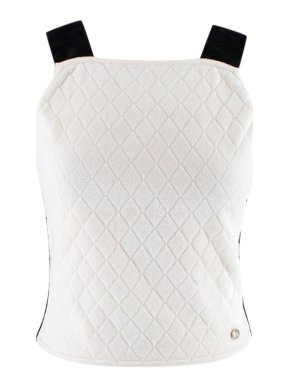Chanel Cream & Black Sleeveless Quilted Top