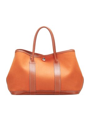 Hermes Orange Canvas & Leather Garden Party 30