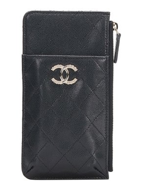 Chanel CC Caviar Phone & Card Holder Wallet