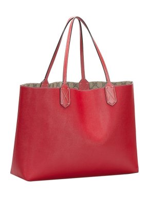 Gucci GG Supreme & Red Leather  Reversible Tote