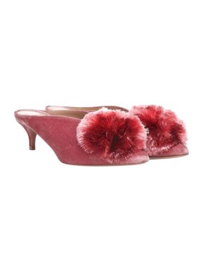 Aquazzura Pink Powder Puff 45 Velvet Mules