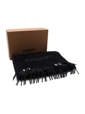 Burberry Black Cashmere Check Scarf