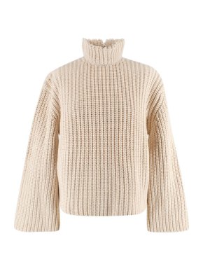 Loewe Creme Pearl Embellished Collar Knit Sweater