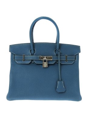 Hermes Clemence Birkin 30 Blue Jean