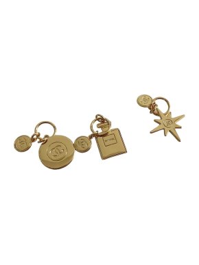 Chanel VIP Gift Set of 3 Gold Charm Key Rings