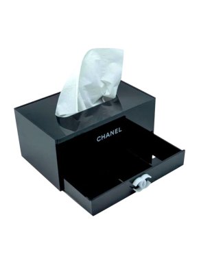 Chanel VIP Gift Black Acrylic Tissue Box Drawer