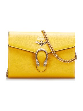 Gucci Garden Yellow Leather Dionysus Wallet On Chain