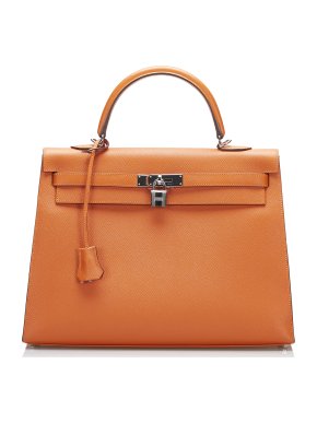 Hermes Orange Epsom Kelly 35 Sellier