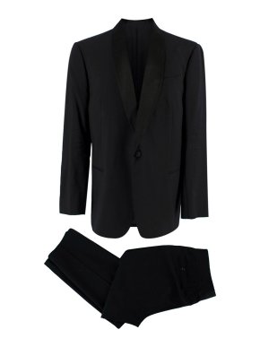 Armani Collezioni Black Wool Blend Single Breasted Suit
