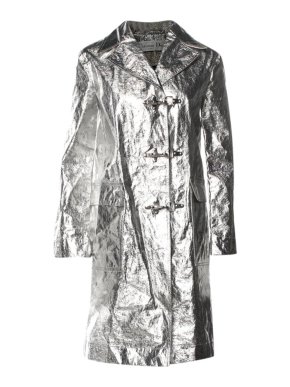 Dior Metallic  Silver Bee Embroidered Runway Duffle Coat