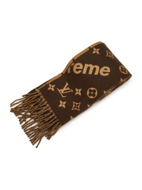 Louis Vuitton x Supreme Brown Monogram Wool Scarf