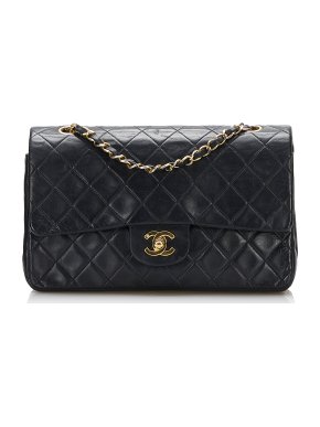 Chanel Black Lambskin Quilted Medium Double Flap Bag