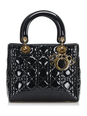 Patent Cannage Medium Lady Dior Top Handle Bag