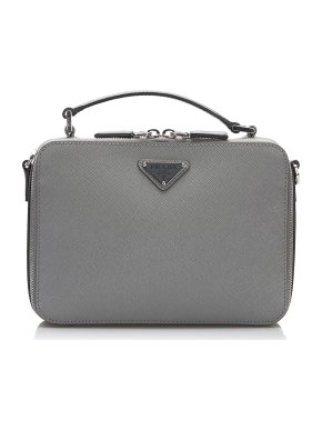 Prada Medium Grey Saffiano Brique Bag
