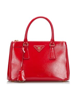 Prada Saffiano Vernice Double Zip Small Galleria Tote