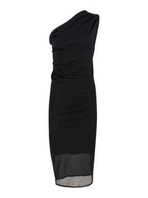 Alexander McQueen Black One-shoulder Key Hole Midi Dress
