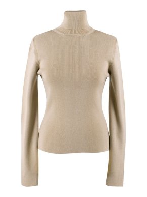Gucci Tan Knitted Cashmere Silk Blend Turtleneck Jumper