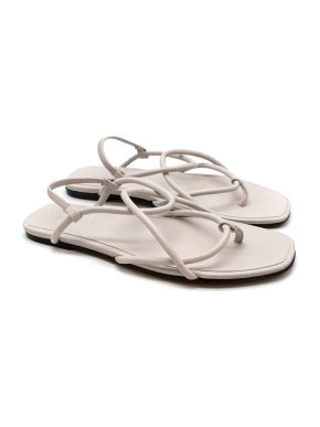 Alumnae Grey Leather Rope Thong Sandals