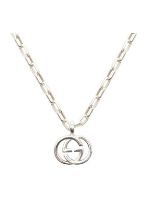 Gucci Sterling Silver Interlocking GG Pendant Necklace