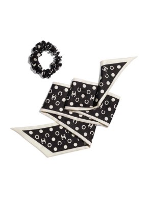 Chanel CC Printed Twilly & Hair Tie Set