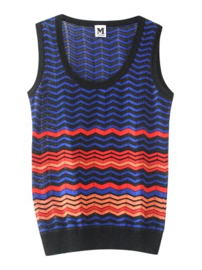 Missoni Blue Zig-Zag Knit Vest