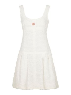 Chanel White Fantasy Cotton Tweed Sleeveless Dress