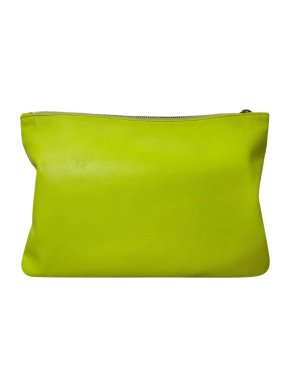 Serpui Neon Yellow Leather Zip Pouch