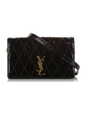 Saint Laurent Patent Leather Quilted Angie Crossbody Bag