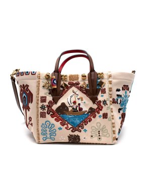 Christian Louboutin Greekaba embroidered cotton-canvas tote bag