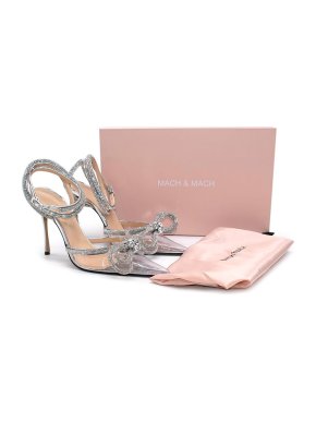 Mach & Mach Double Bow crystal-embellished PVC heeled sandals