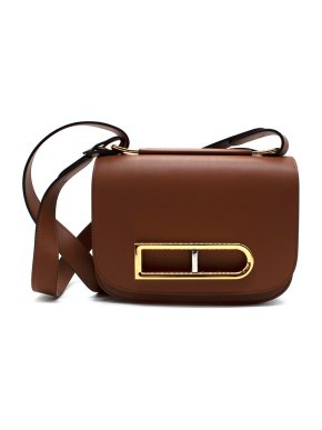 Delvaux Lingot Brown Leather Saddle Shoulder Bag