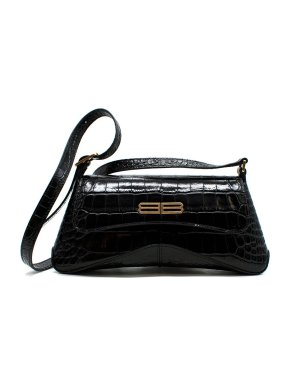 Balenciaga BB-plaque crocodile-effect leather shoulder bag