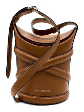 Alexander McQueen Tan Curve Small Bucket Shoulder Bag