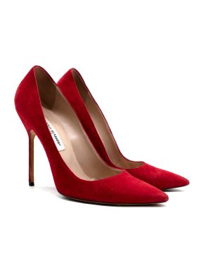 Manolo Blahnik Red Suede BB Pumps