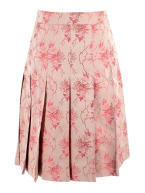 Prada Pink Woven Silk Blend Pleated Skirt