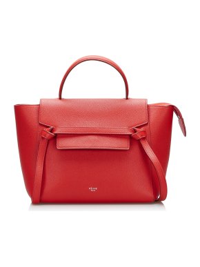 Celine Red Textured Leather Mini Belt Bag