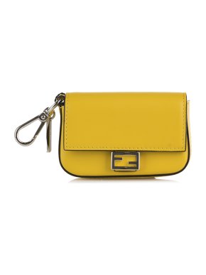 Fendi Yellow Leather Mini Detachable Baguette Pouch