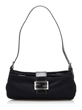 Fendi Black Canvas Baguette Bag