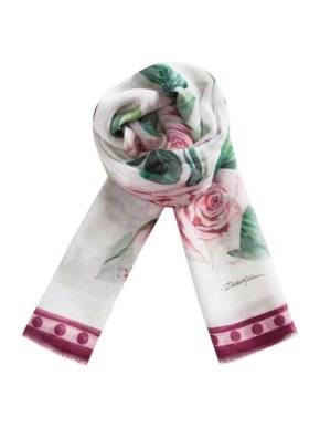 Dolce & Gabbana Tropical Rose Printed Silk Scarf