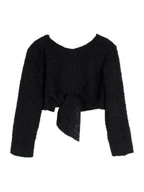 Chanel Tweed Cropped Tie-Front Jacket