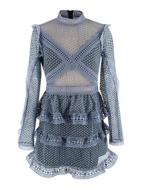 Self Portrait Dot Mesh Tiered Mini Dress