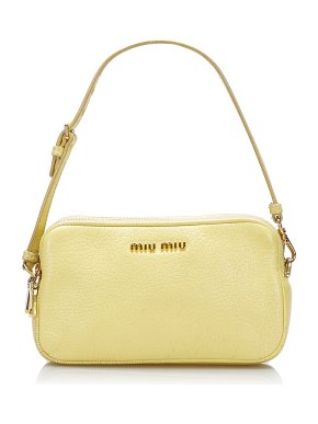 Miu Miu Yellow Grained Leather Baguette